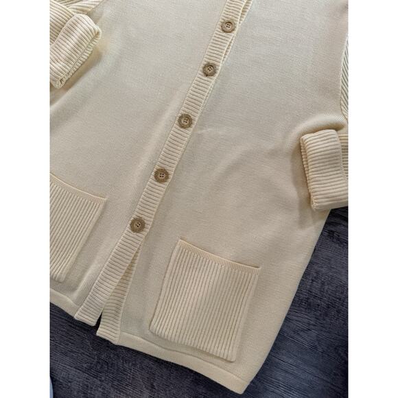 Women’s XL 42 BODE Yellow Knitted Cardigan Vintage Gold Metal Buttons 80s 90s - Picture 5 of 16